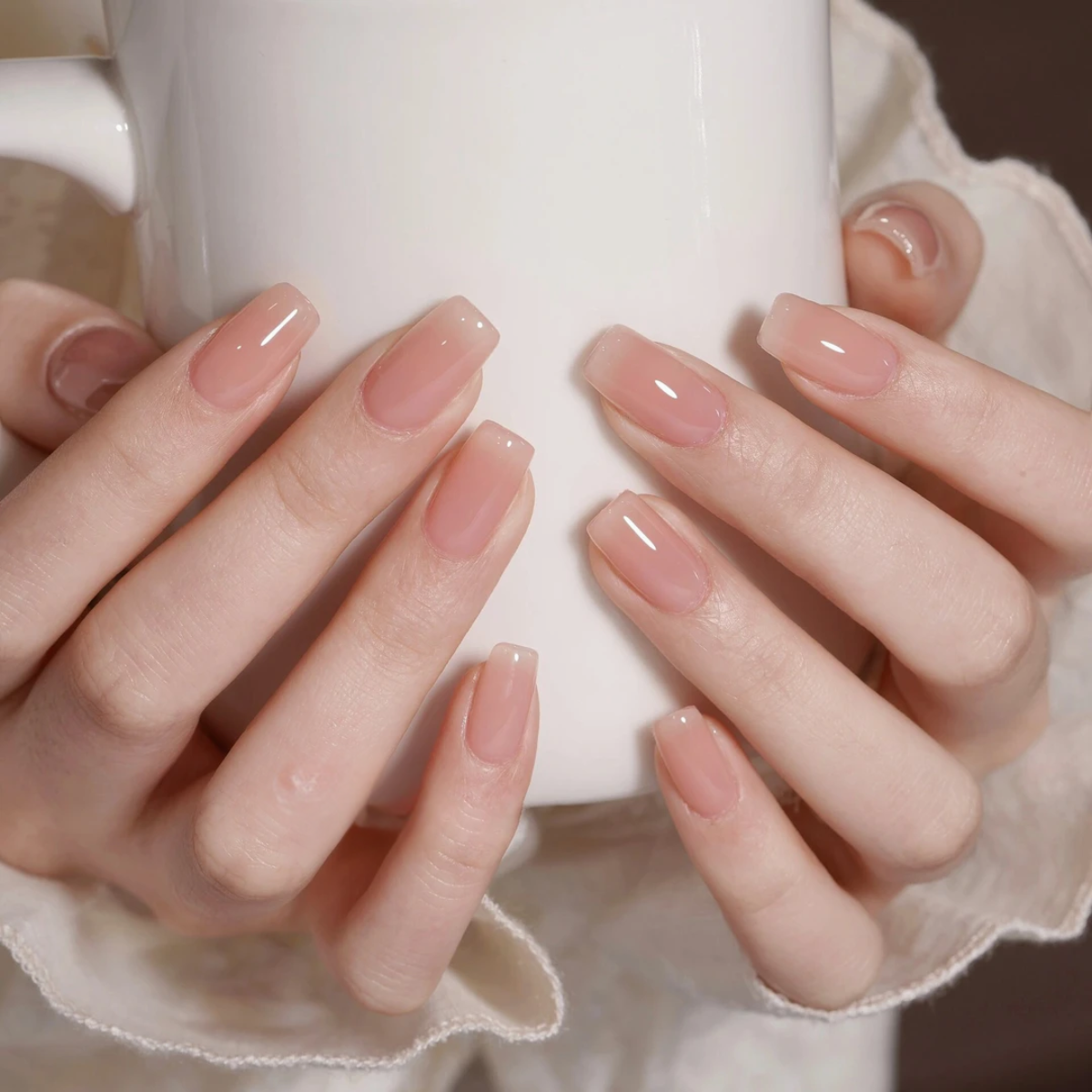 Perfect Neutral Nude | Handmade Nails,Ellie Vincy Press on Nails, Almond,Ombre, Natural, Solid color,Handmade Pink press on nails,10 pcs, false nails,reusable,glue on nails