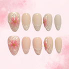 Petal Frost | Handmade Nails,Ellie Vincy Press on Nails,Short  Almond,Cute, Floral, French tip,Handmade White, Nude, Floral, Pink, Beige, Clear press on nails,10 pcs, False nails,Reusable,Glue on nails,Sticky on nails,Pop on nails