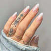 Chrome White French Tips,Ellie Vincy Press on Nails,Short  Almond,French tip, Chrome, White press on nails,30 pcs, False nails,Reusable,Glue on nails,Sticky on nails,Pop on nails