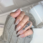 White Shine Ellie Vincy Medium Coffin  press on nails 28 pcs false nails,reusable